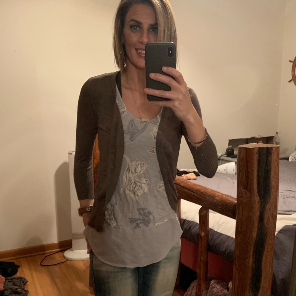 Women’s olive green 3/4 sleeve sweater cardigan